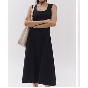 Anthropologie Black Sleeveless Scoop-Neck Midi Dress